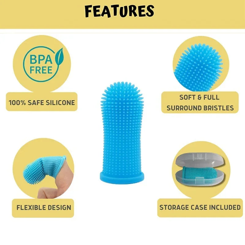 Pet Finger Toothbrush – Soft Silicone 360° Teeth Cleaning Brush for Dogs & Cats