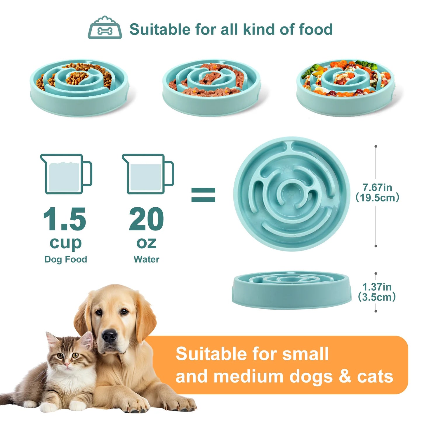Pet Slow Food Bowl β Non-Slip Durable Feeder for Dogs & Cats | Improves Digestion