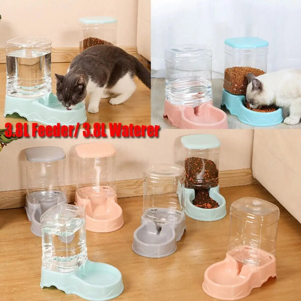Automatic Pet Feeder & Water Dispenser β 3.8L Large Capacity Food & Drink Bowl for Cats & Dogs