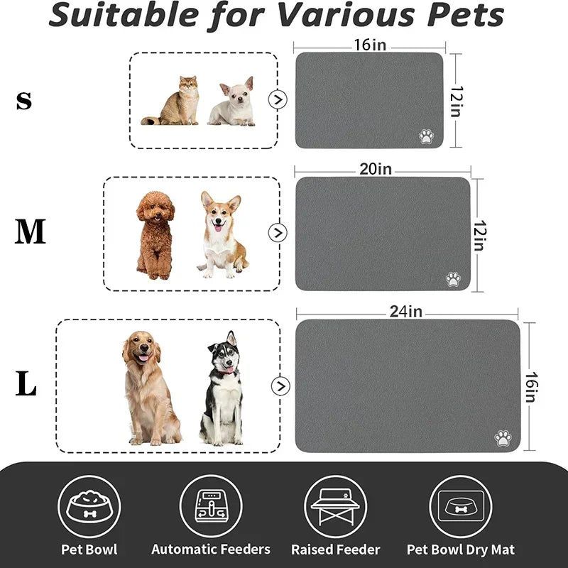 Absorbent Pet Feeding Mat β Quick-Dry Non-Slip Placemat for Dogs & Cats | Easy to Clean