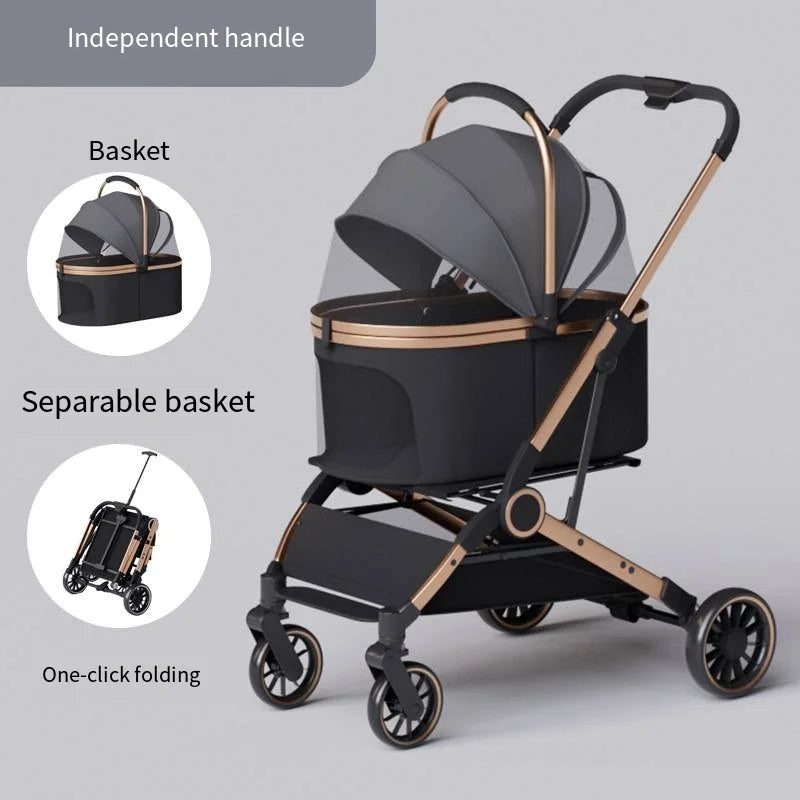 2025 Pet Stroller – Lightweight, Foldable & Portable Cart with Detachable Bags for Dogs & Cats