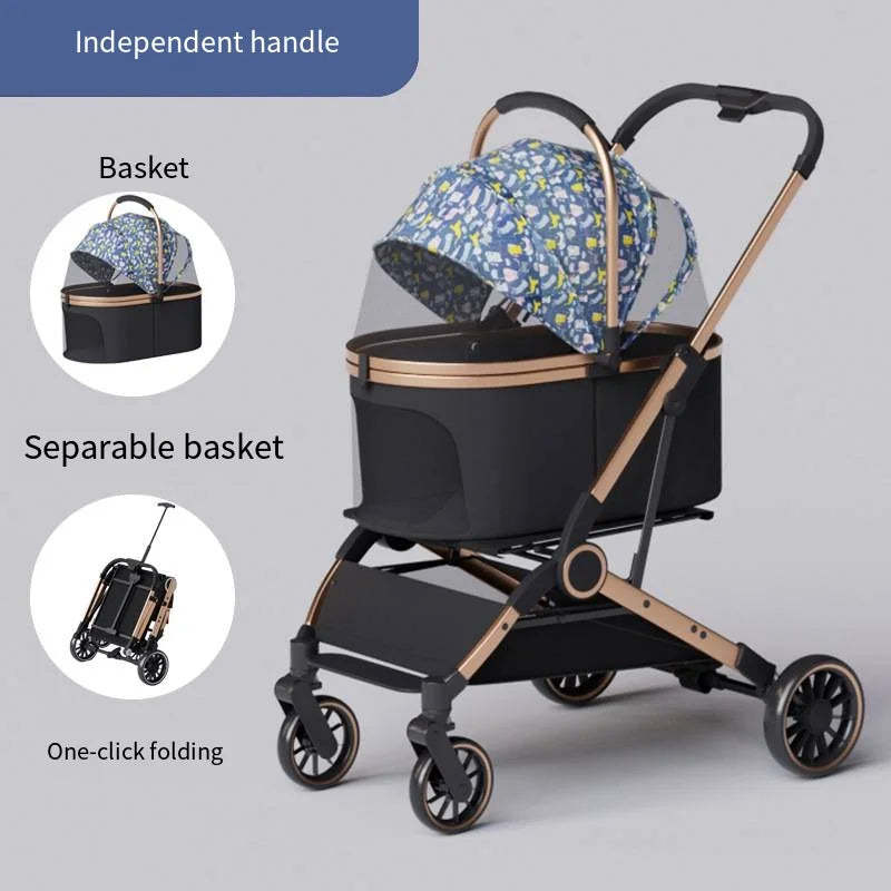 2025 Pet Stroller – Lightweight, Foldable & Portable Cart with Detachable Bags for Dogs & Cats