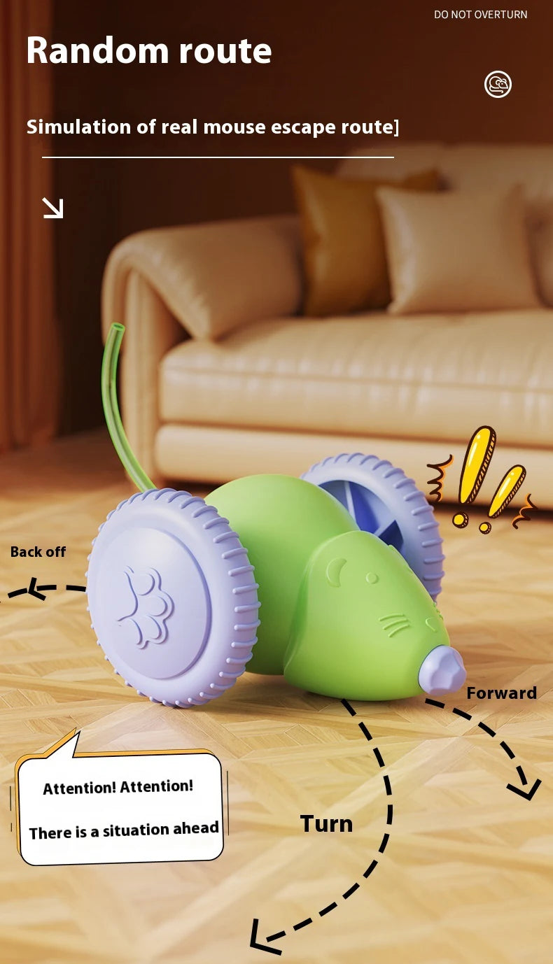 Rechargeable Electric Mouse Car – Interactive Smart Cat Toy with Obstacle Avoidance