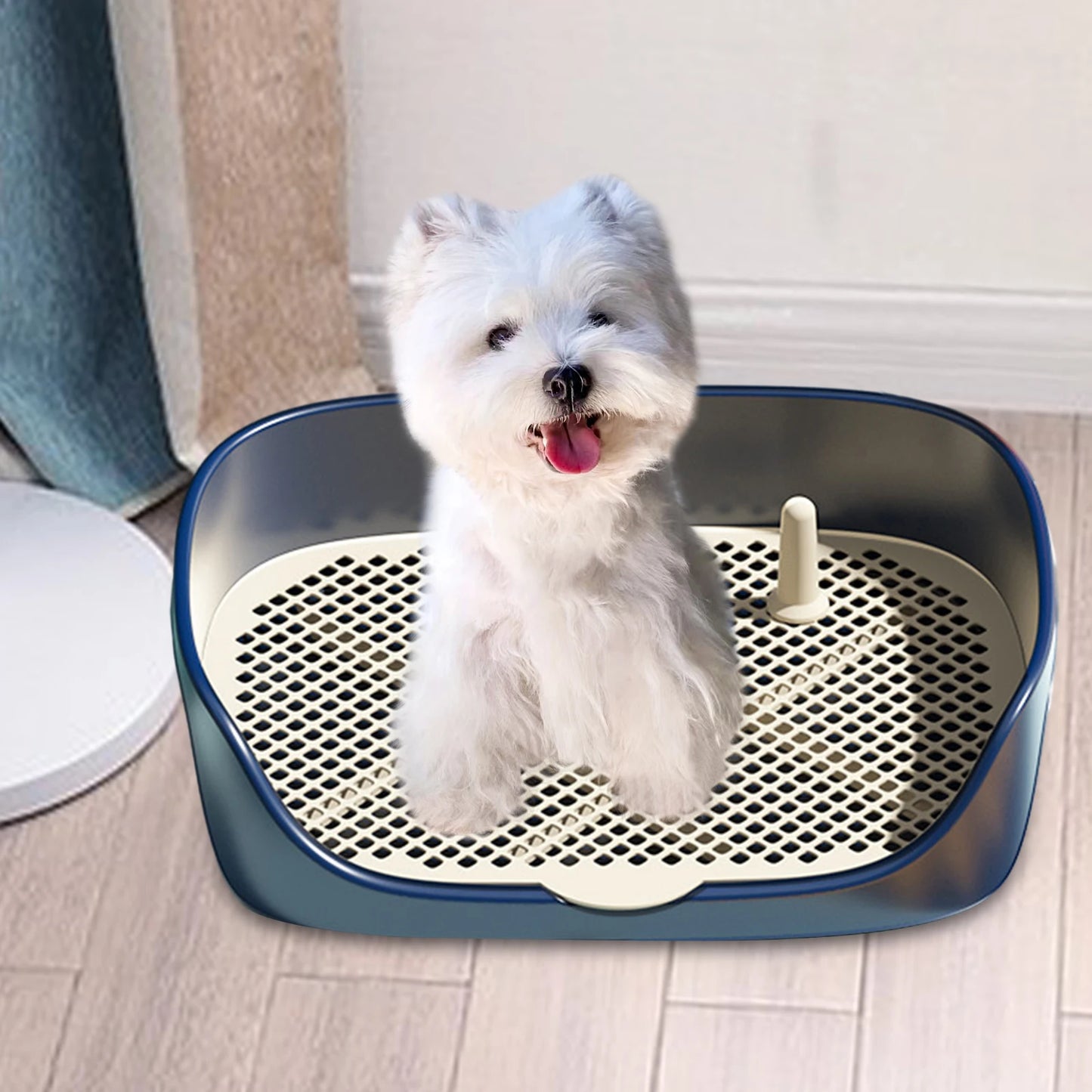 Portable Pet Toilet with Guardrail – Indoor & Outdoor Training Litter Box for Dogs & Cats