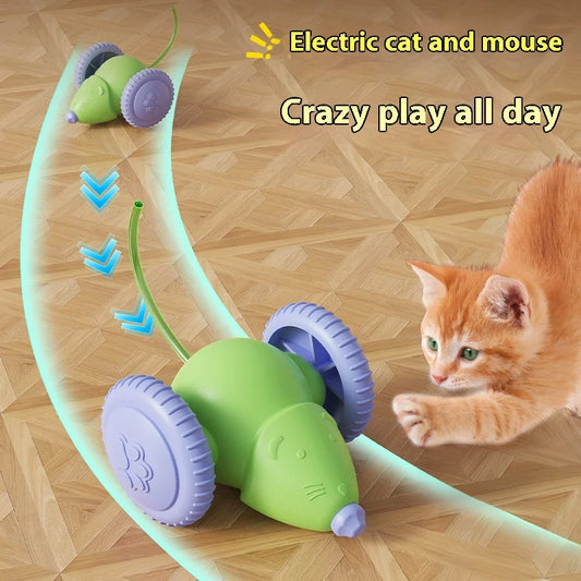 Rechargeable Electric Mouse Car – Interactive Smart Cat Toy with Obstacle Avoidance