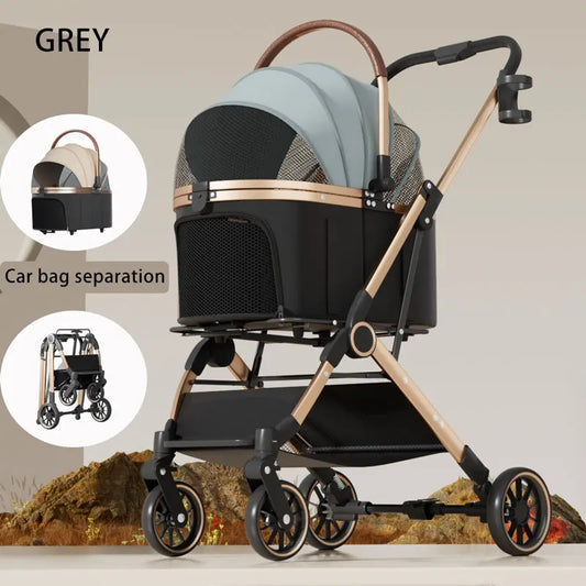 2025 Pet Stroller – Lightweight, Foldable & Portable Cart with Detachable Bags for Dogs & Cats