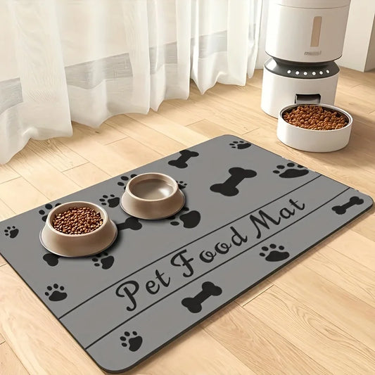 Absorbent Pet Feeding Mat – Quick-Dry Food & Water Bowl Mat with Waterproof Rubber Base