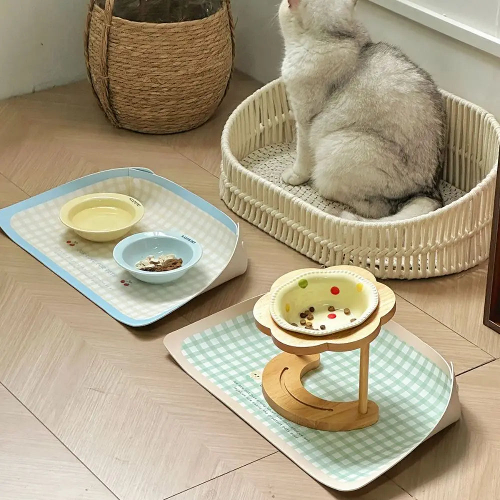 PU Leather Pet Feeding Mat – Waterproof & Anti-Slip Placemat for Dogs & Cats