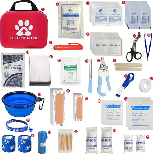 Pet First Aid Kit – Emergency Medical Supplies for Dogs & Cats | Home, Car & Travel Use