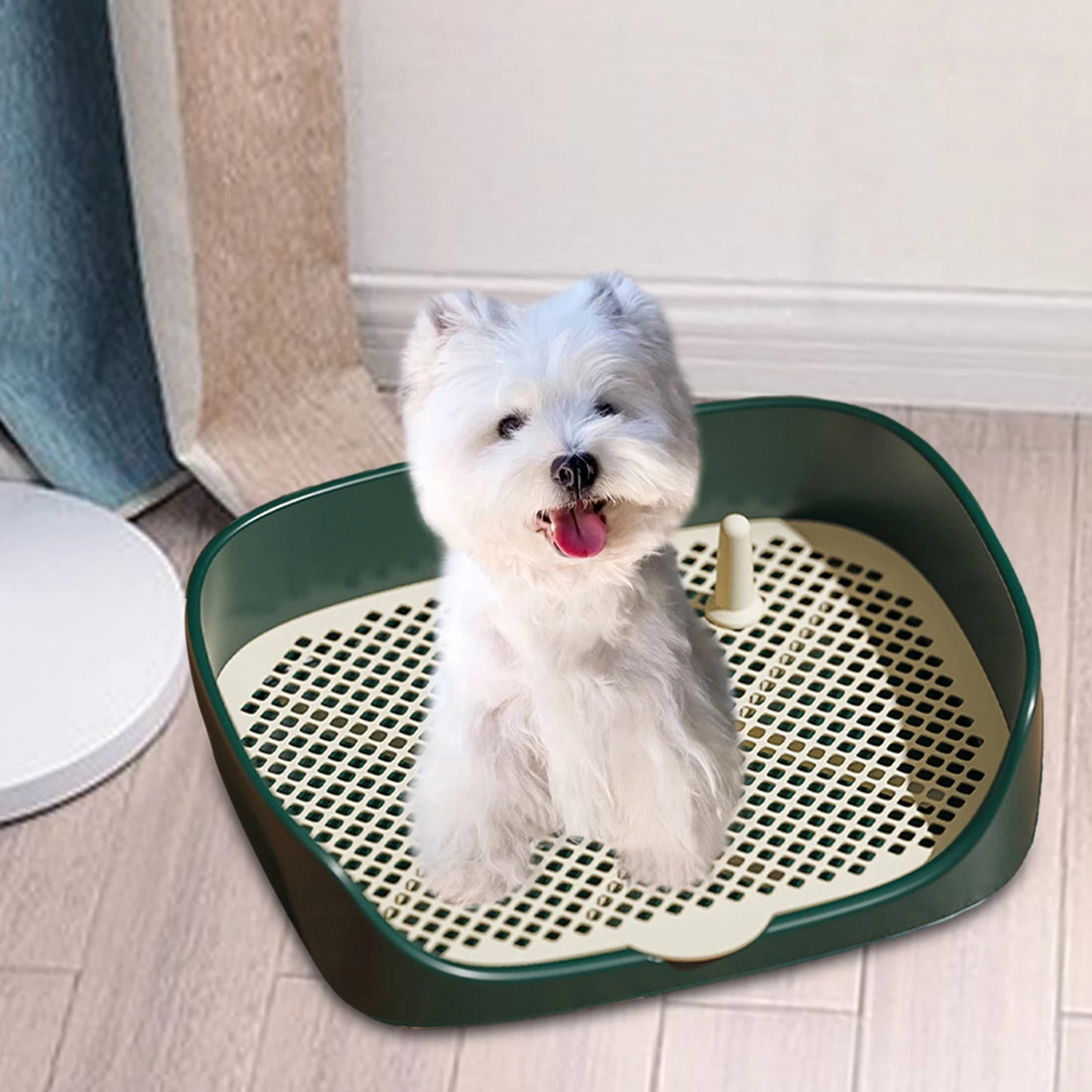 Portable Pet Toilet with Guardrail – Indoor & Outdoor Training Litter Box for Dogs & Cats