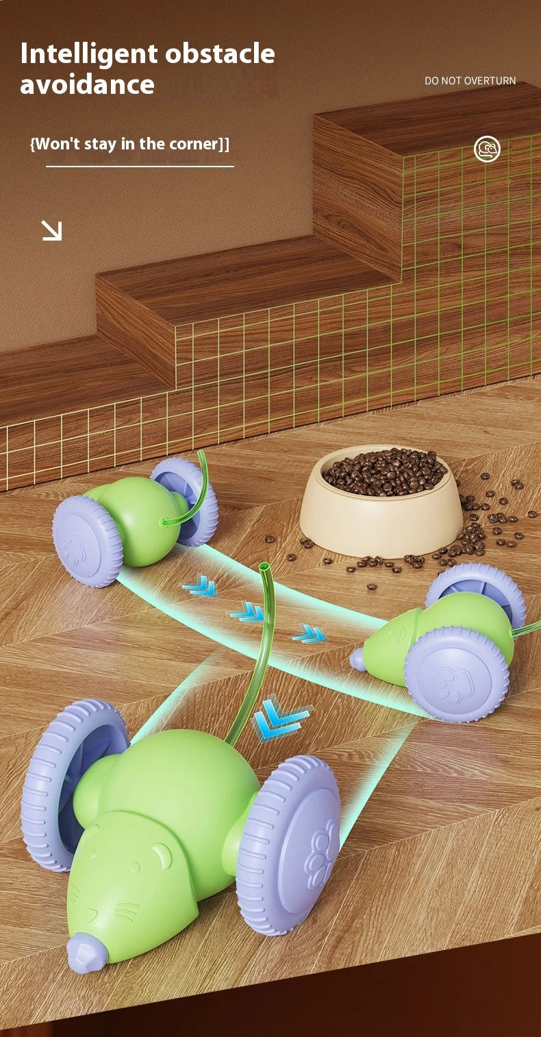Rechargeable Electric Mouse Car – Interactive Smart Cat Toy with Obstacle Avoidance