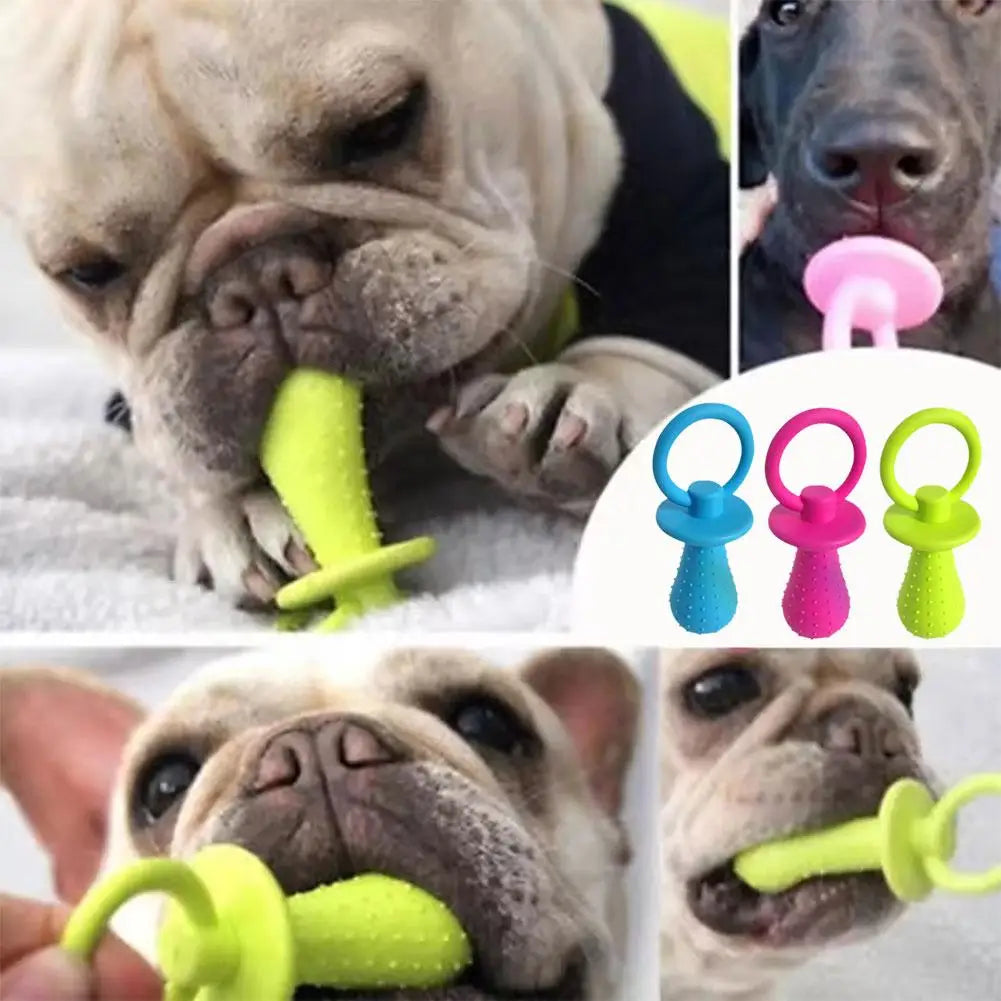 Pet Rubber Pacifier Chew Toy – Interactive Teething & Teeth Cleaning Toy for Dogs & Puppies