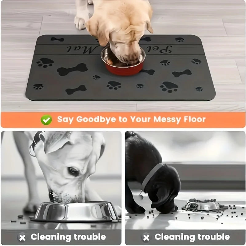 Absorbent Pet Feeding Mat – Quick-Dry Food & Water Bowl Mat with Waterproof Rubber Base