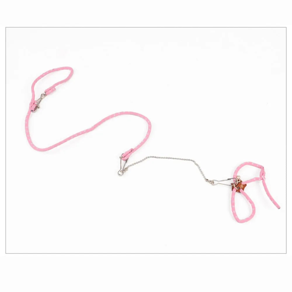 Adjustable Small Pet Harness & Leash Set – Soft Anti-Bite Walking Rope with Bell for Hamsters, Ferrets & Rats
