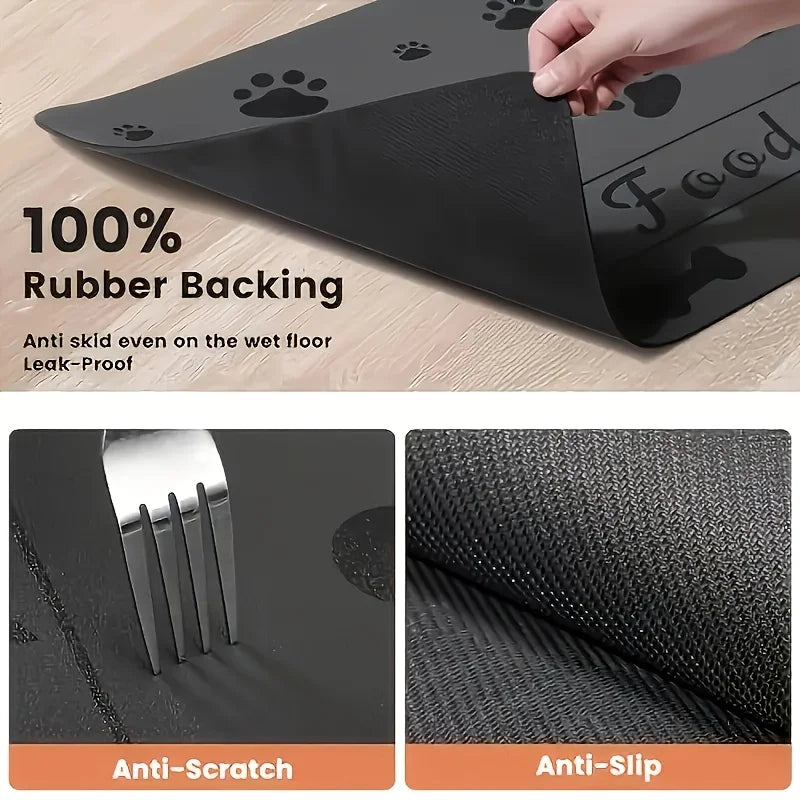 Absorbent Pet Feeding Mat – Quick-Dry Food & Water Bowl Mat with Waterproof Rubber Base