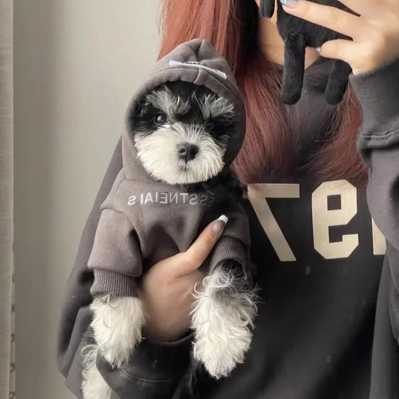 Pet Hoodie for Small Dogs – Warm Wool-Lined Sweatshirt for Autumn & Winter | Teddy, Schnauzer, Yorkshire