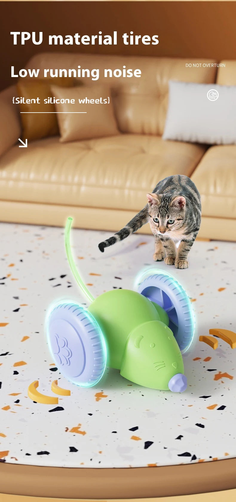 Rechargeable Electric Mouse Car – Interactive Smart Cat Toy with Obstacle Avoidance