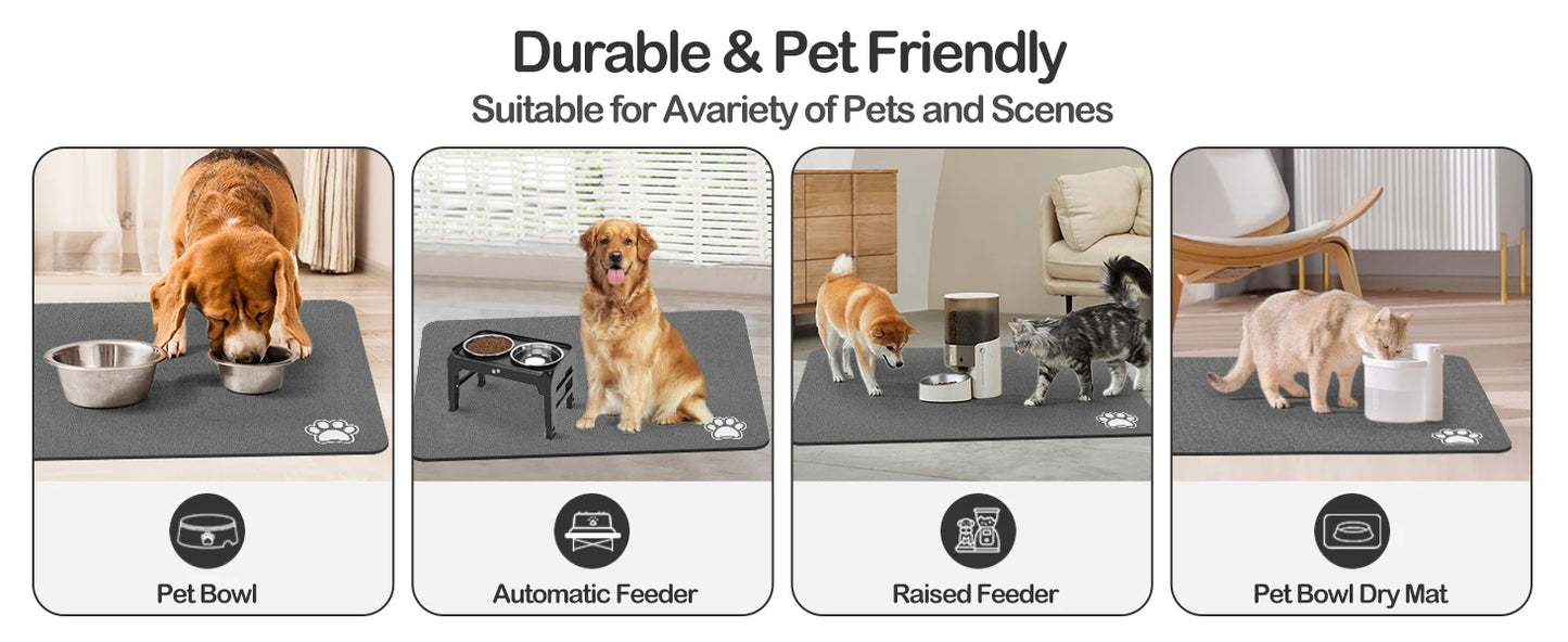 Absorbent Pet Feeding Mat – Quick-Dry Non-Slip Placemat for Dogs & Cats | Easy to Clean