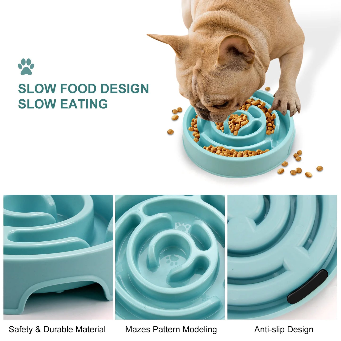 Pet Slow Food Bowl – Non-Slip Durable Feeder for Dogs & Cats | Improves Digestion