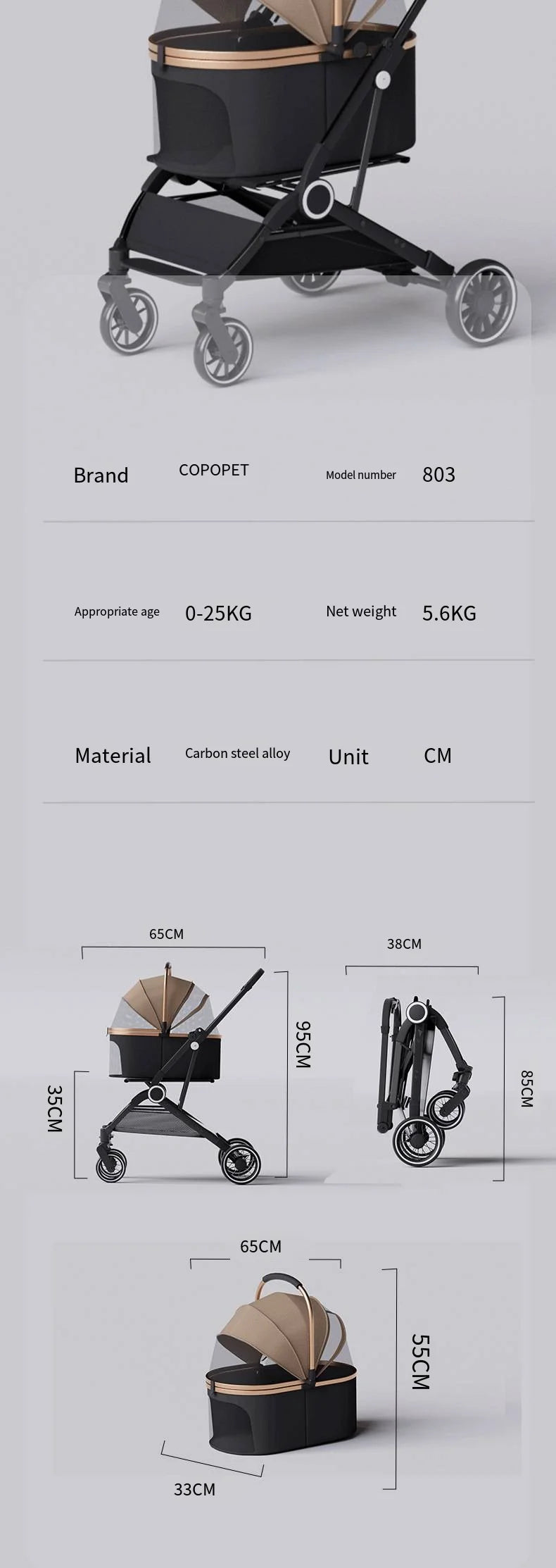 2025 Pet Stroller – Lightweight, Foldable & Portable Cart with Detachable Bags for Dogs & Cats