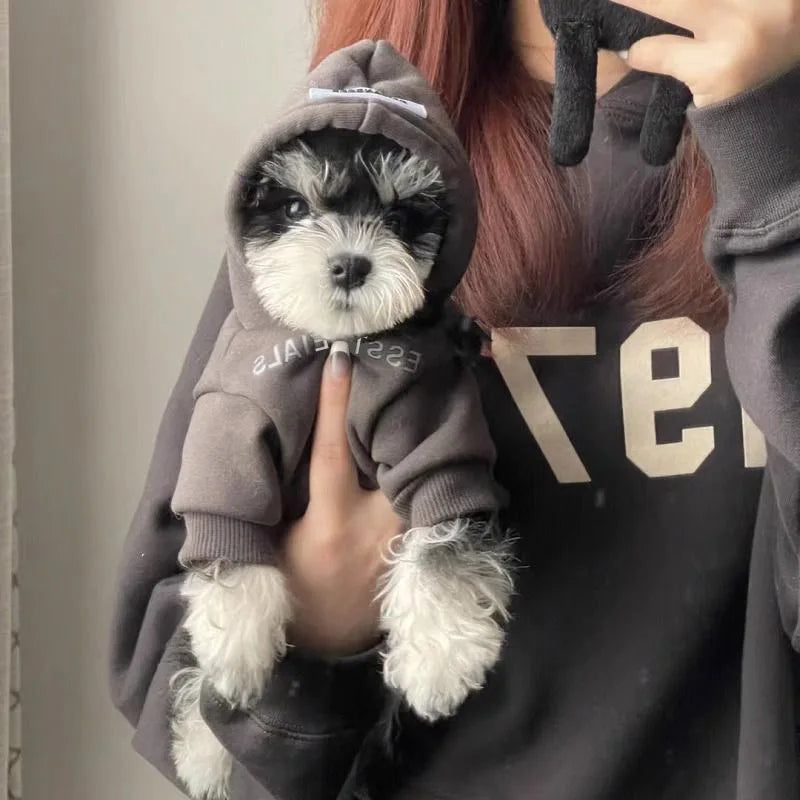 Pet Hoodie for Small Dogs – Warm Wool-Lined Sweatshirt for Autumn & Winter | Teddy, Schnauzer, Yorkshire