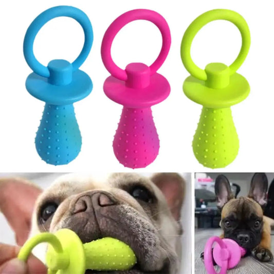 Pet Rubber Pacifier Chew Toy – Interactive Teething & Teeth Cleaning Toy for Dogs & Puppies