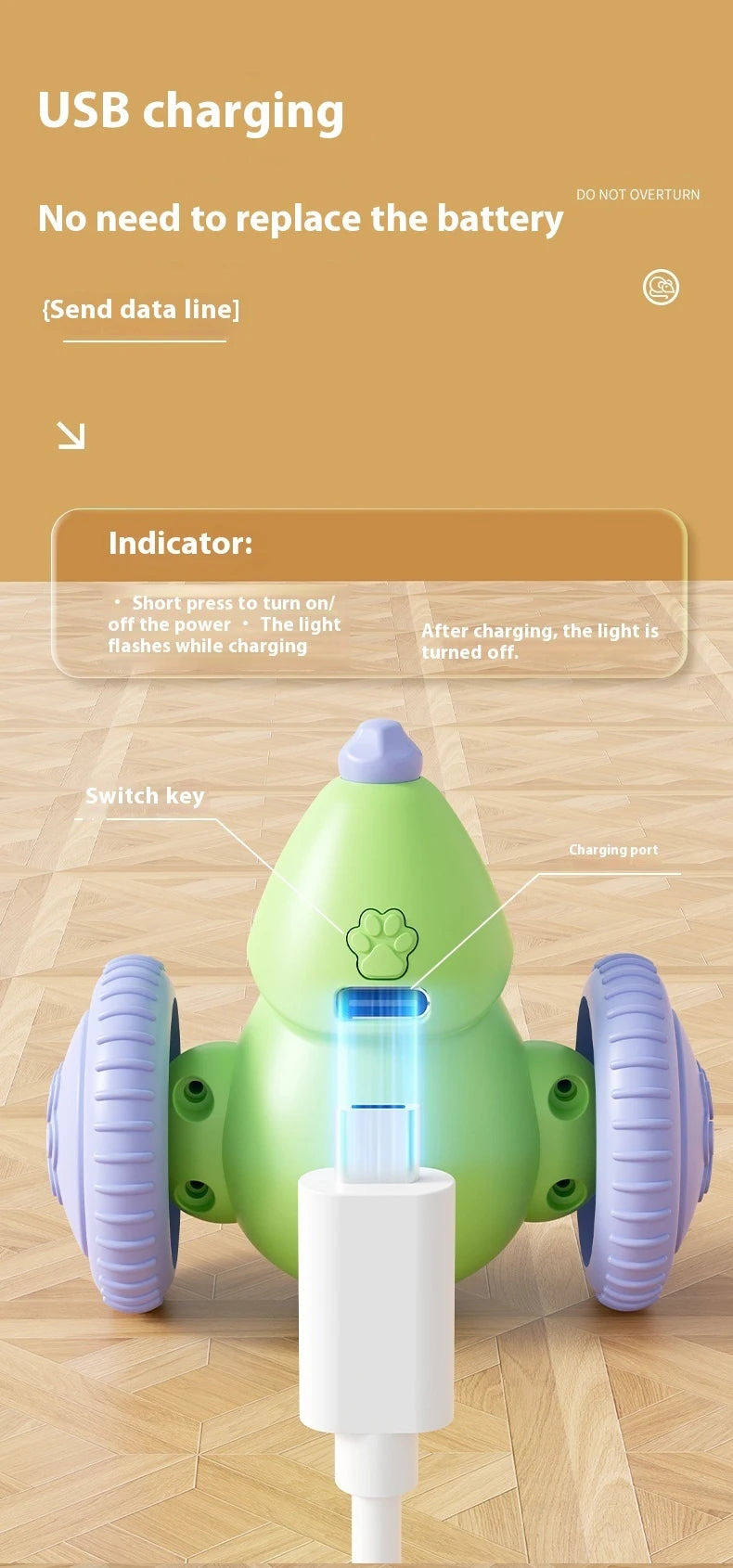 Rechargeable Electric Mouse Car – Interactive Smart Cat Toy with Obstacle Avoidance