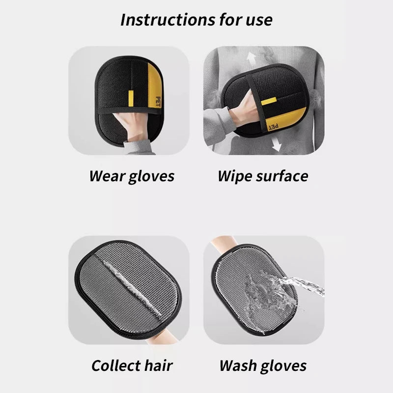 Pet Hair Cleaning Gloves – Double-Sided Multi-Functional Grooming & Shedding Tool
