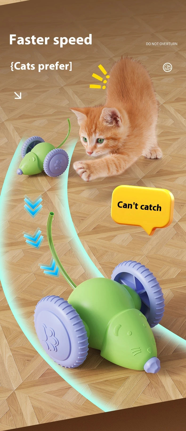 Rechargeable Electric Mouse Car – Interactive Smart Cat Toy with Obstacle Avoidance