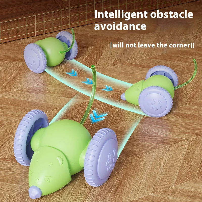 Rechargeable Electric Mouse Car – Interactive Smart Cat Toy with Obstacle Avoidance