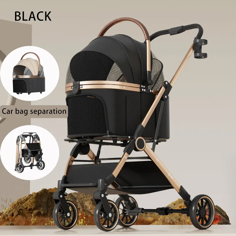 2025 Pet Stroller – Lightweight, Foldable & Portable Cart with Detachable Bags for Dogs & Cats