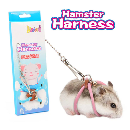 Adjustable Small Pet Harness & Leash Set – Soft Anti-Bite Walking Rope with Bell for Hamsters, Ferrets & Rats
