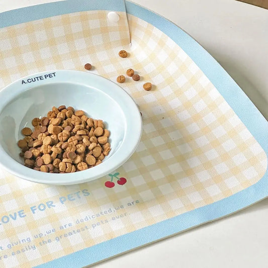 PU Leather Pet Feeding Mat – Waterproof & Anti-Slip Placemat for Dogs & Cats