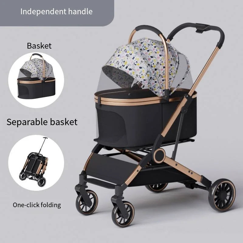 2025 Pet Stroller – Lightweight, Foldable & Portable Cart with Detachable Bags for Dogs & Cats