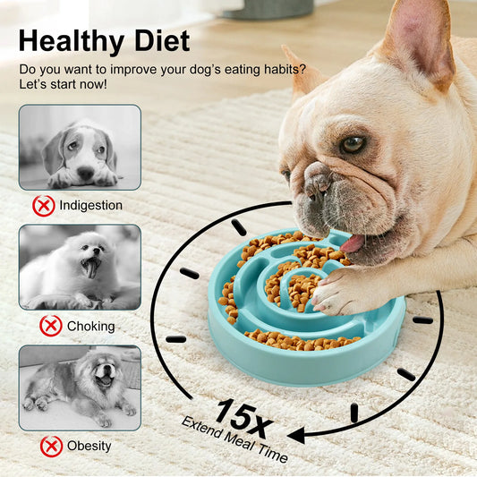 Pet Slow Food Bowl – Non-Slip Durable Feeder for Dogs & Cats | Improves Digestion