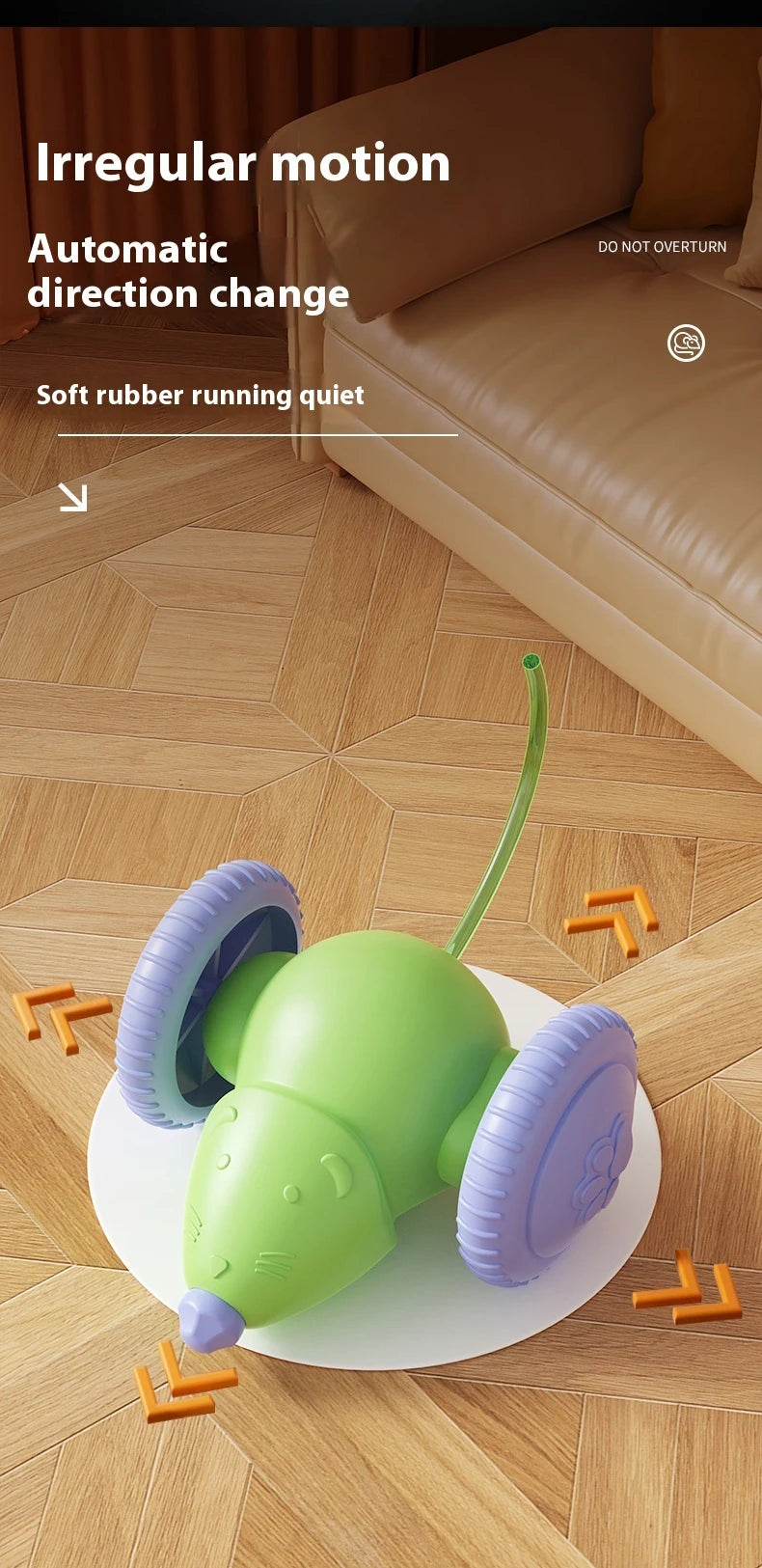 Rechargeable Electric Mouse Car – Interactive Smart Cat Toy with Obstacle Avoidance
