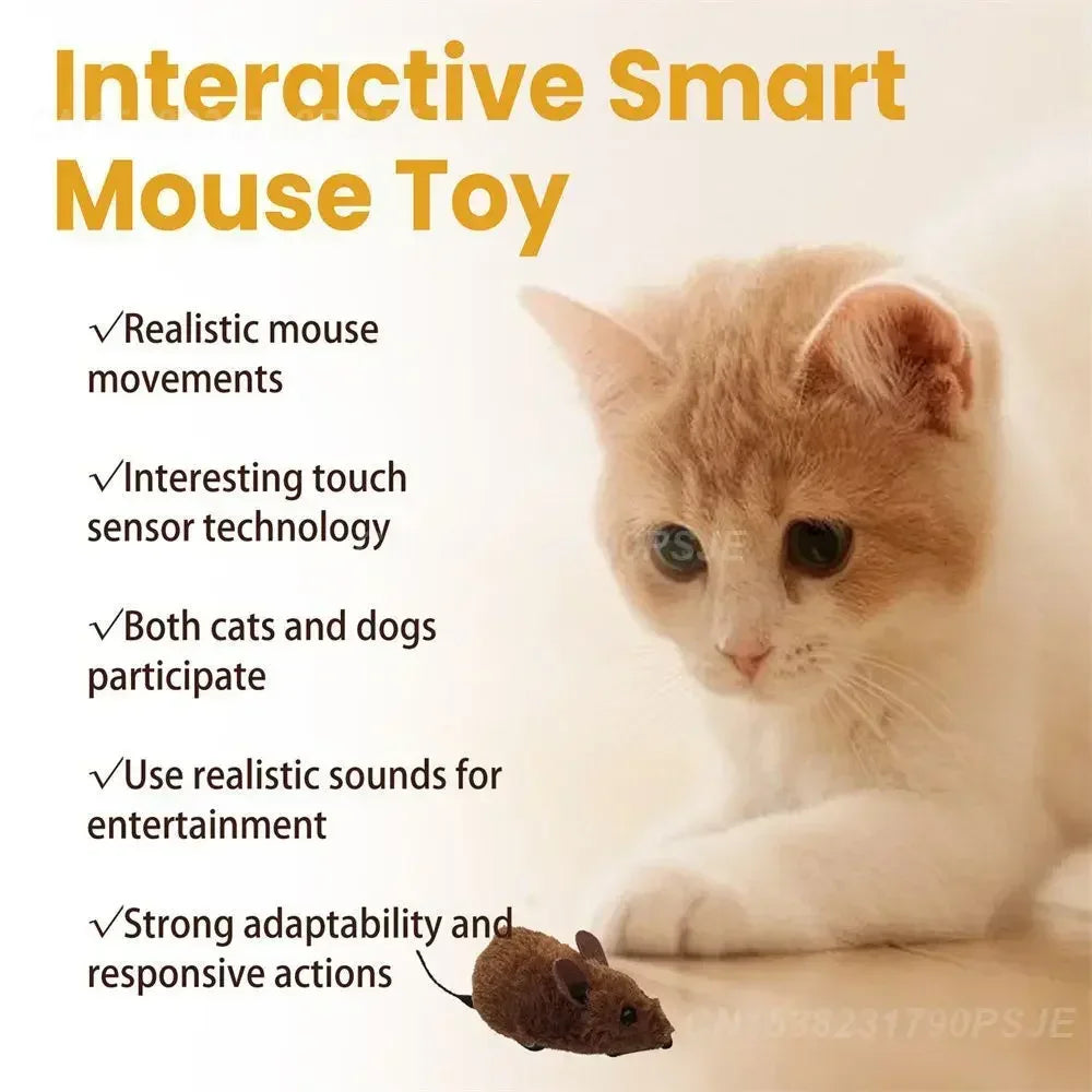 Interactive Plush Mouse Toy – Realistic Sound & Movement