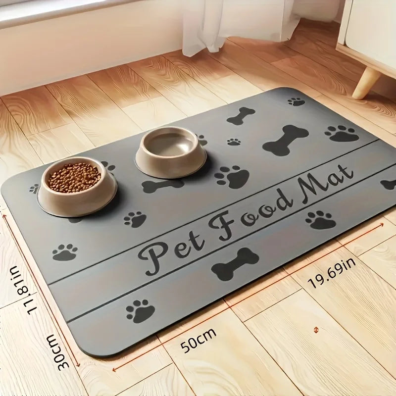Absorbent Pet Feeding Mat – Quick-Dry Food & Water Bowl Mat with Waterproof Rubber Base