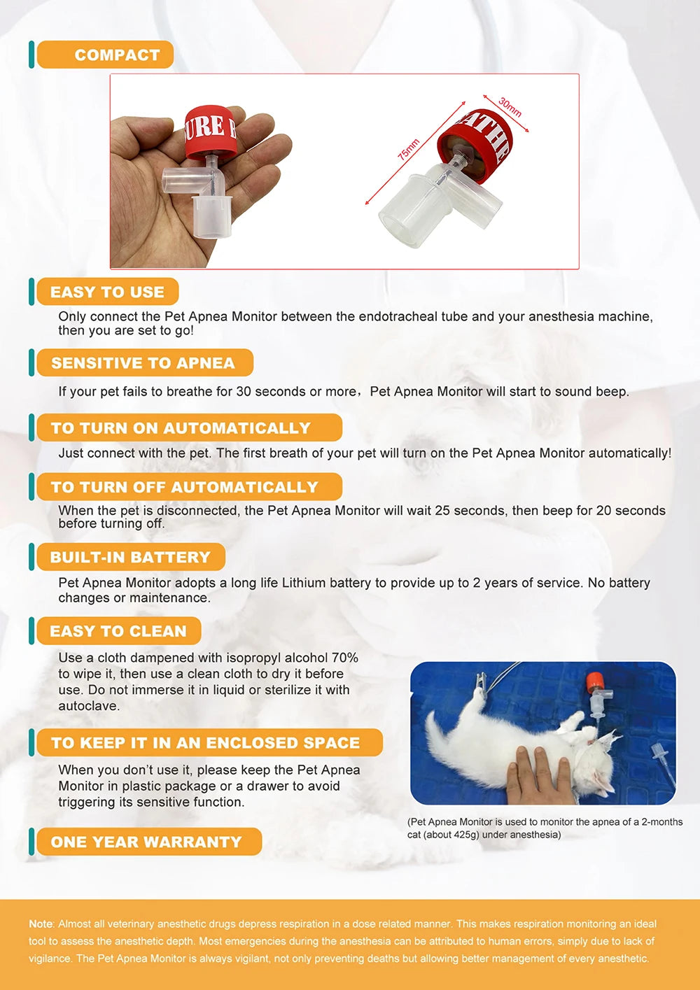 Pet Suffocation & Respiratory Alarm – Safety Monitor for Cats & Dogs