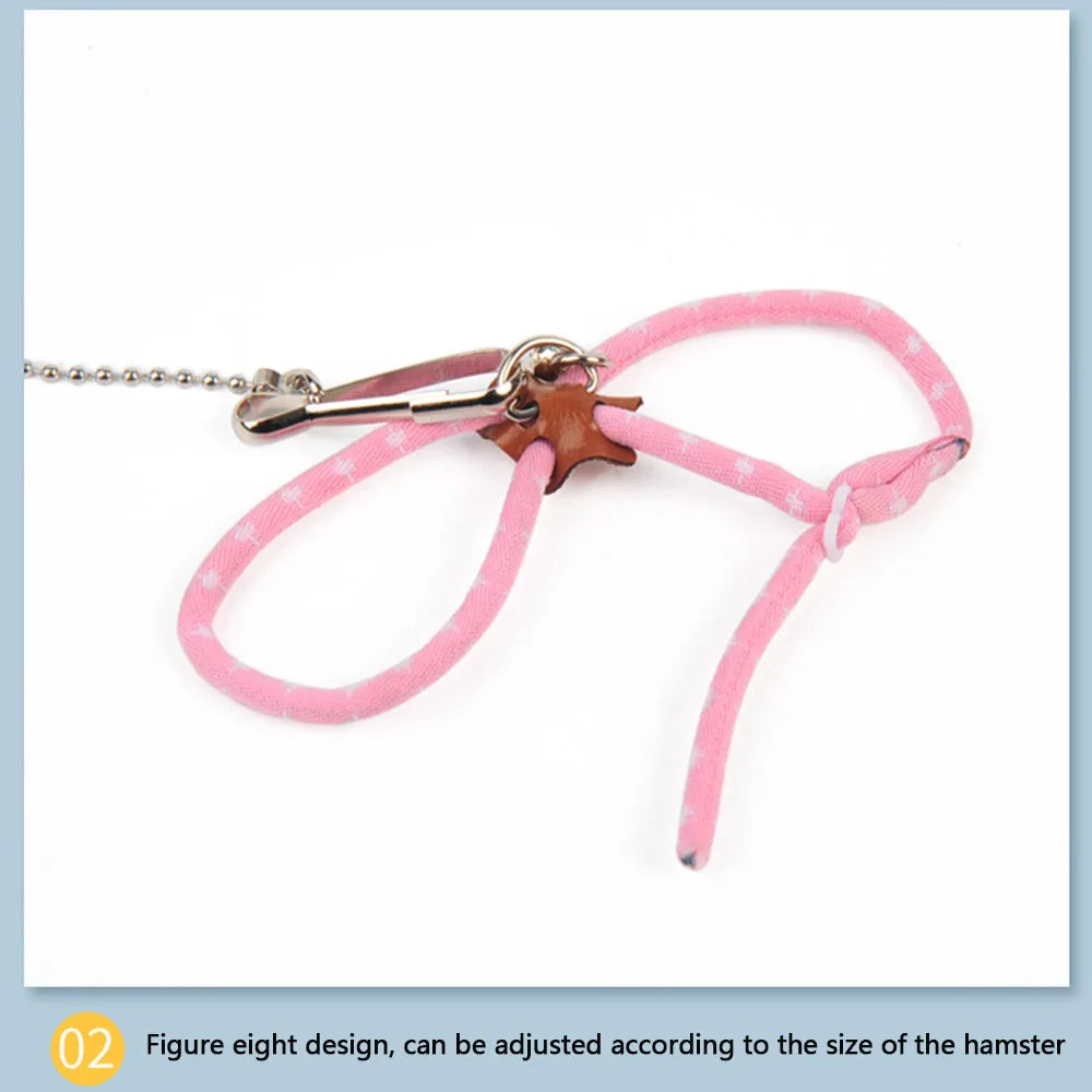 Adjustable Small Pet Harness & Leash Set – Soft Anti-Bite Walking Rope with Bell for Hamsters, Ferrets & Rats