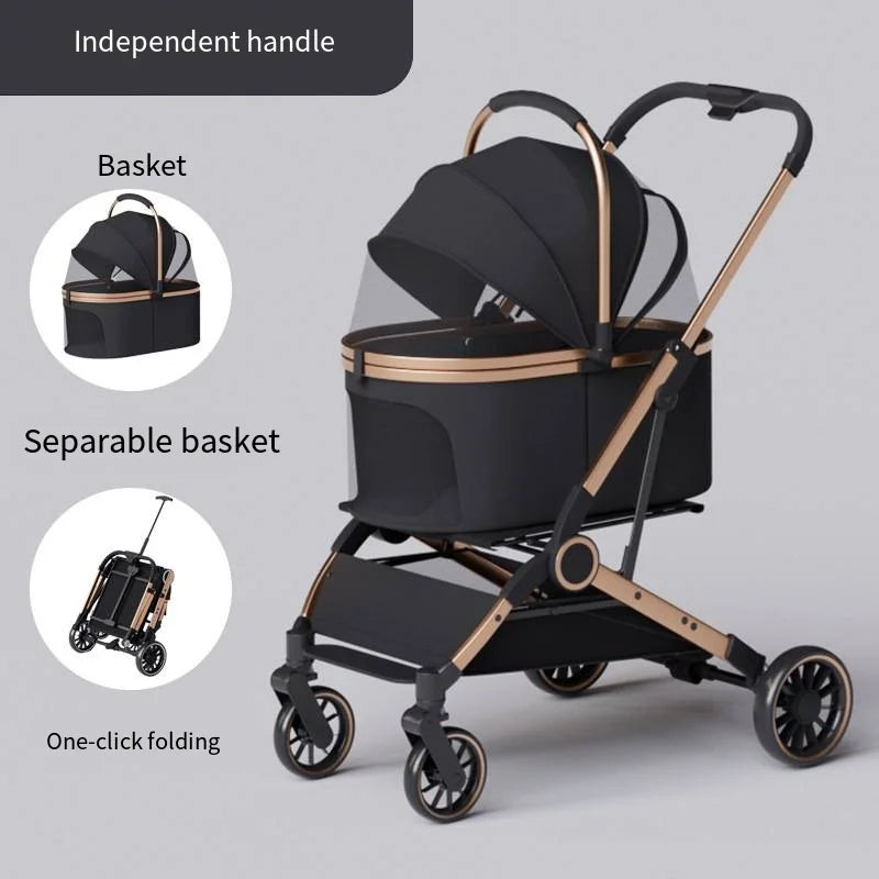 2025 Pet Stroller – Lightweight, Foldable & Portable Cart with Detachable Bags for Dogs & Cats