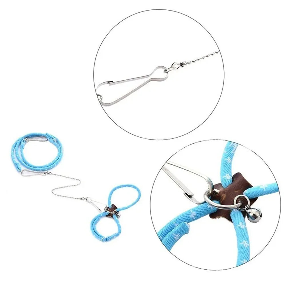 Adjustable Small Pet Harness & Leash Set – Soft Anti-Bite Walking Rope with Bell for Hamsters, Ferrets & Rats